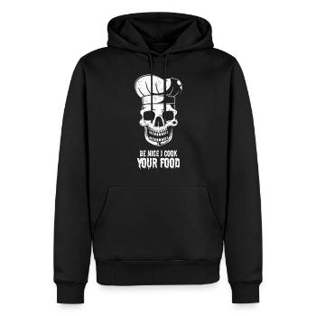 Soyez gentil, je cuisine votre nourriture - Sweat à capuche Premium bio Homme - noir - Devant - Nico (187cm)