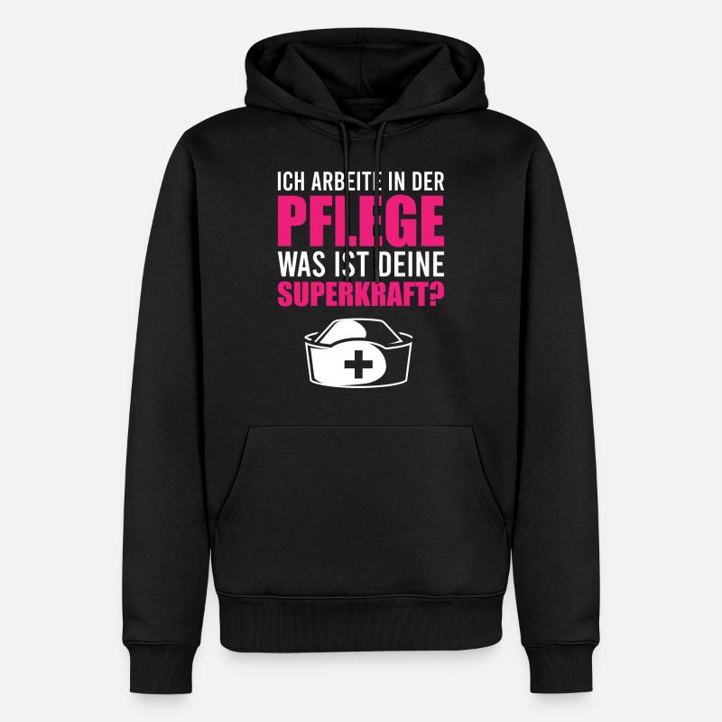 Ich arbeite in der Pflege - Männer Premium Bio Hoodie - Schwarz