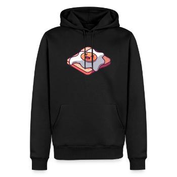 Oeuf au plat sur toast - Sweat à capuche Premium bio Homme - noir - Devant - Nico (187cm)