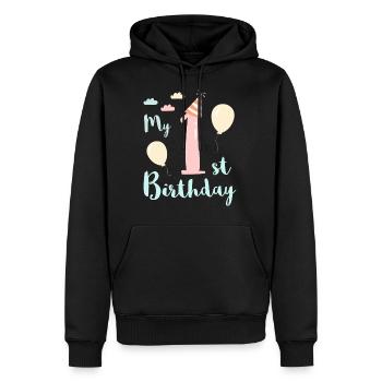 Mon premier anniversaire - Sweat à capuche Premium bio Homme - noir - Devant - Nico (187cm)