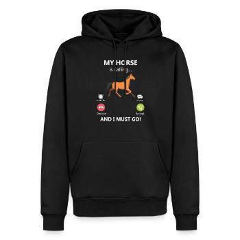 Mein Pferd ruft und ich muss gehen Reitergeschenk - Männer Premium Bio Hoodie - Schwarz - Vorne - Nico (187cm)
