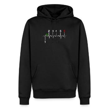 Changement de vitesse moto 1N23456 pulsation cardiaque ECG impulsion - Sweat à capuche Premium bio Homme - noir - Devant - Nico (187cm)