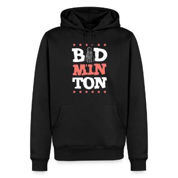 Badminton Sport Federball - Männer Premium Bio Hoodie - Schwarz - Vorne - Nico (187cm)