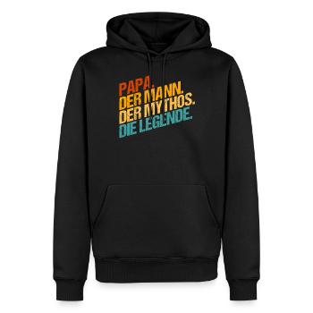 Papa der Mann der Mythos die Legende Geschenk - Männer Premium Bio Hoodie - Schwarz - Vorne - Nico (187cm)