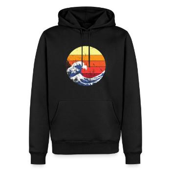 Retro Welle Japan - Männer Premium Bio Hoodie - Schwarz - Vorne - Nico (187cm)