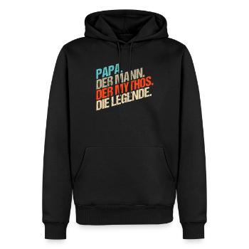 Papa der Mann der Mythos die Legende Geschenk - Männer Premium Bio Hoodie - Schwarz - Vorne - Nico (187cm)