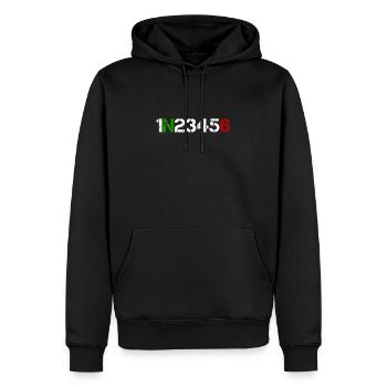 Motorrad Gangschaltung 1N23456 Herzschlag EKG Puls - Männer Premium Bio Hoodie - Schwarz - Vorne - Nico (187cm)