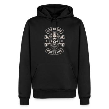 Biker Bike Bikerin Motorrad Chopper Motorcycle - Männer Premium Bio Hoodie - Schwarz - Vorne - Nico (187cm)