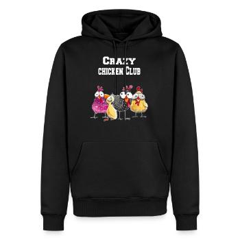 Crazy Chicken Club - Men’s Premium Organic Hoodie - black - Front - Nico (187cm)
