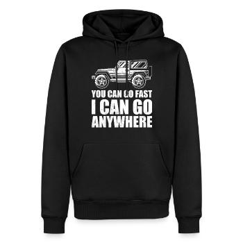 I Can Go Anywhere, véhicule tout-terrain 4x4 - Sweat à capuche Premium bio Homme - noir - Devant - Nico (187cm)