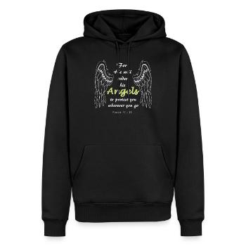 Bible Verse Psalm 91:11, Jesus, God, angel gift - Men’s Premium Organic Hoodie - black - Front - Nico (187cm)