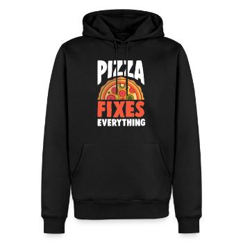 Pizza Food Lustig Spruch Essen - Männer Premium Bio Hoodie - Schwarz - Vorne - Nico (187cm)