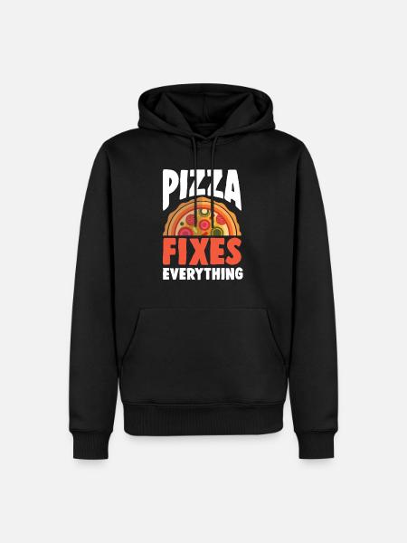 Pizza food funny saying eat - Men’s Premium Organic Hoodie - black