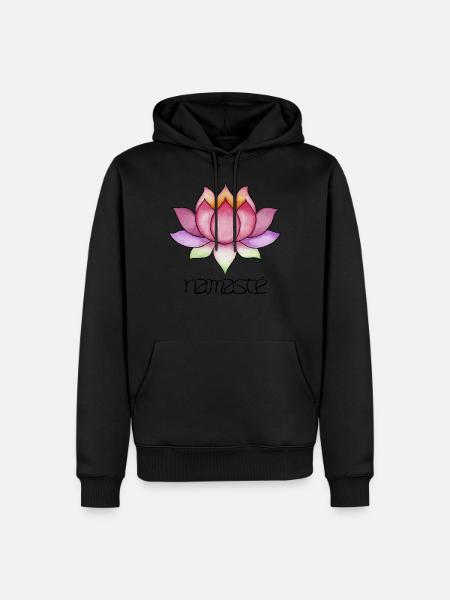 Lotus kukka kirjaimilla Namaste jooga symboli - Premium luomulaatuinen miesten huppari - 