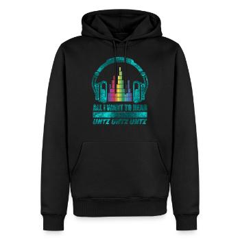 Alles was ich hören möchte ist Untz UNTZ untz - Männer Premium Bio Hoodie - Schwarz - Vorne - Nico (187cm)