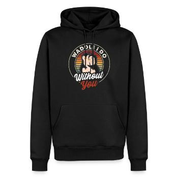 Pingouin drôle disant pingouins - Sweat à capuche Premium bio Homme - noir - Devant - Nico (187cm)