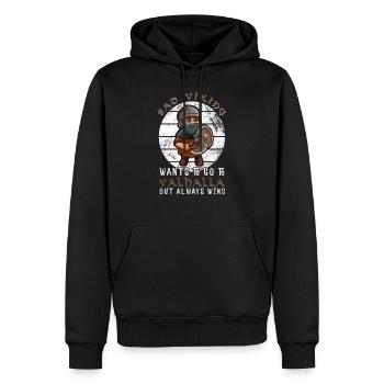 trauriger Wikinger Meme, lustiger Nordmann - Männer Premium Bio Hoodie - Schwarz - Vorne - Nico (187cm)