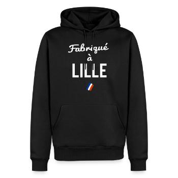 LILLE - Sweat à capuche Premium bio Homme - noir - Devant - Nico (187cm)