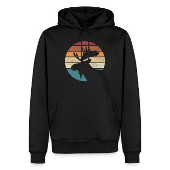 Moose, Scandinavia, Vintage, Norway Gift - Men’s Premium Organic Hoodie - black - Front - Nico (187cm)