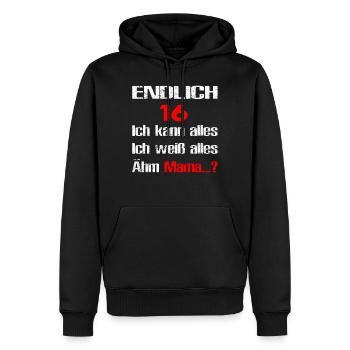 16.Geburtstag Geschenkidee Level 16 - Männer Premium Bio Hoodie - Schwarz - Vorne - Nico (187cm)