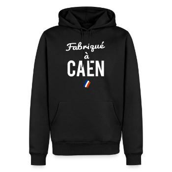 CAEN - Sweat à capuche Premium bio Homme - noir - Devant - Nico (187cm)