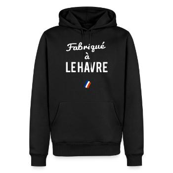 LE HAVRE - Sweat à capuche Premium bio Homme - noir - Devant - Nico (187cm)