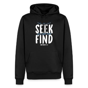Verset de la Bible Bible Jésus - Sweat à capuche Premium bio Homme - noir - Devant - Nico (187cm)