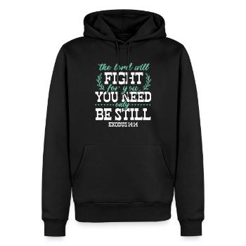 Bible verset prière Bible Jésus - Sweat à capuche Premium bio Homme - noir - Devant - Nico (187cm)