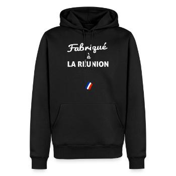 LA REUNION - Sweat à capuche Premium bio Homme - noir - Devant - Nico (187cm)