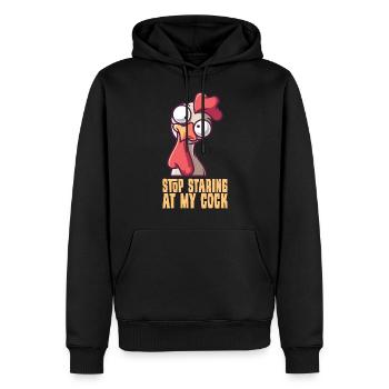 Arrête de regarder ma bite - Sweat à capuche Premium bio Homme - noir - Devant - Nico (187cm)