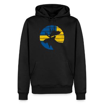 Elch Schweden Flagge,Vintage Skandinavien Geschenk - Männer Premium Bio Hoodie - Schwarz - Vorne - Nico (187cm)