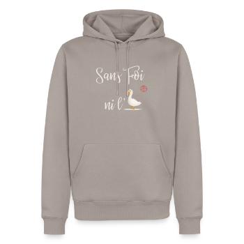 Without Faith or Goose - Men’s Premium Organic Hoodie - taupe - Front - Nico (187cm)
