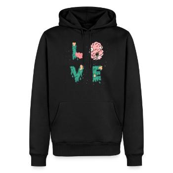 Halloween zombie monster brain love brains - Men’s Premium Organic Hoodie - black - Front - Nico (187cm)