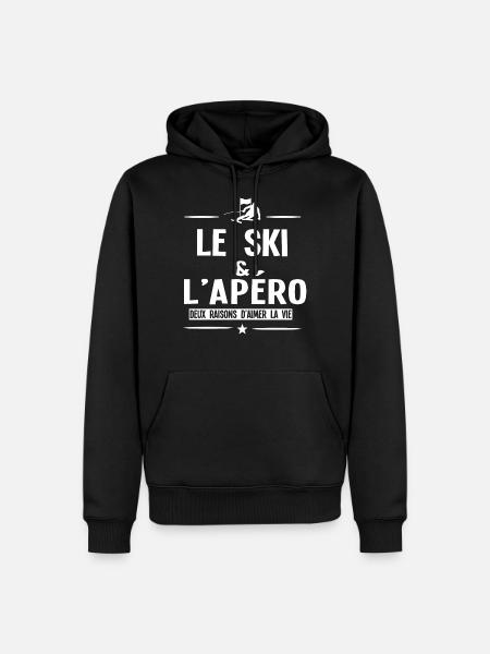 Ski et apéro - Sweat à capuche Premium bio Homme - noir
