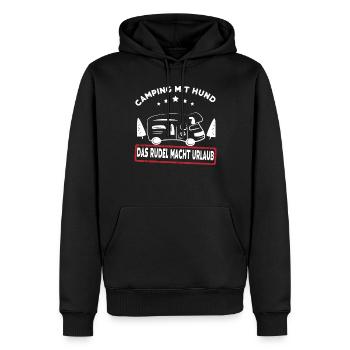 Camping mit Hund das Rudel macht Urlaub - Männer Premium Bio Hoodie - Schwarz - Vorne - Nico (187cm)