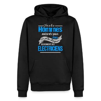 électricien - Sweat à capuche Premium bio Homme - noir - Devant - Nico (187cm)