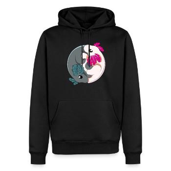 Aquarium amphibien Axolotl YinYang - Sweat à capuche Premium bio Homme - noir - Devant - Nico (187cm)