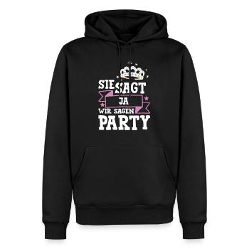 Sie sagt Ja Hochzeit Braut - Männer Premium Bio Hoodie - Schwarz - Vorne - Nico (187cm)