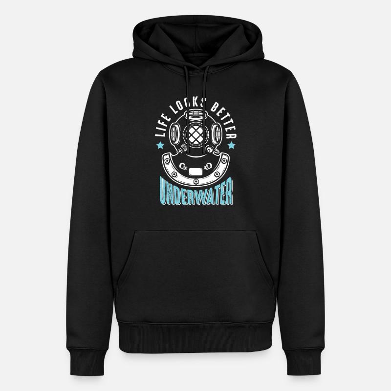 Plongée Plongée Apnée Plongée - Sweat à capuche Premium bio Homme - noir