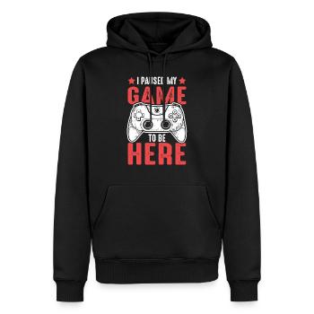 Gamer Pause Spruch Games - Männer Premium Bio Hoodie - Schwarz - Vorne - Nico (187cm)