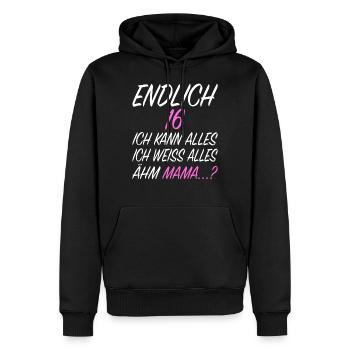 16.Geburtstag Geschenkidee Level 16 - Männer Premium Bio Hoodie - Schwarz - Vorne - Nico (187cm)