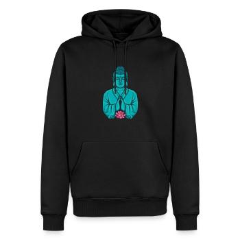 Bouddha Lotus Illumination Spiritualité Fleur de Lotus - Sweat à capuche Premium bio Homme - noir - Devant - Nico (187cm)