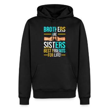 Frère soeur jumeaux frères et sœurs - Sweat à capuche Premium bio Homme - noir - Devant - Nico (187cm)