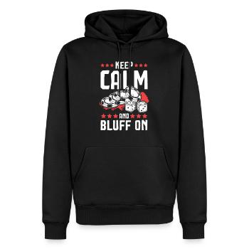 Keep Calm Poker Spruch Spiel - Männer Premium Bio Hoodie - Schwarz - Vorne - Nico (187cm)