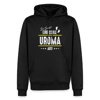 Uroma - Männer Premium Bio Hoodie - Schwarz - Vorne - Nico (187cm)