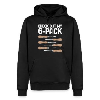 Menuiserie de sculpture sur bois drôle de merlan pour - Sweat à capuche Premium bio Homme - noir - Devant - Nico (187cm)