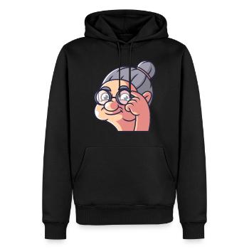 Grand-mère montre un oiseau - Sweat à capuche Premium bio Homme - noir - Devant - Nico (187cm)