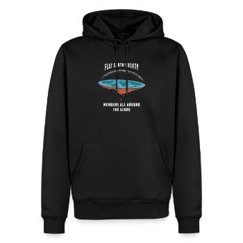 Flat Earth Society - Mitglieder rund um die Welt! - Männer Premium Bio Hoodie - Schwarz - Vorne - Nico (187cm)