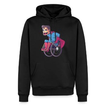 Superheld im Rollstuhl, held rollstuhlfahrer - Männer Premium Bio Hoodie - Schwarz - Vorne - Nico (187cm)