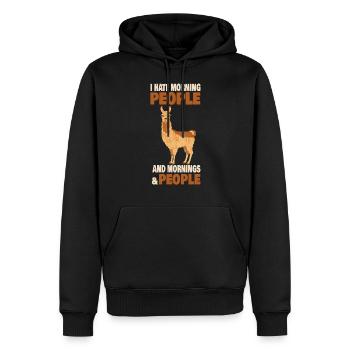 Lama alpaga déteste les gens matin peopl - Sweat à capuche Premium bio Homme - noir - Devant - Nico (187cm)